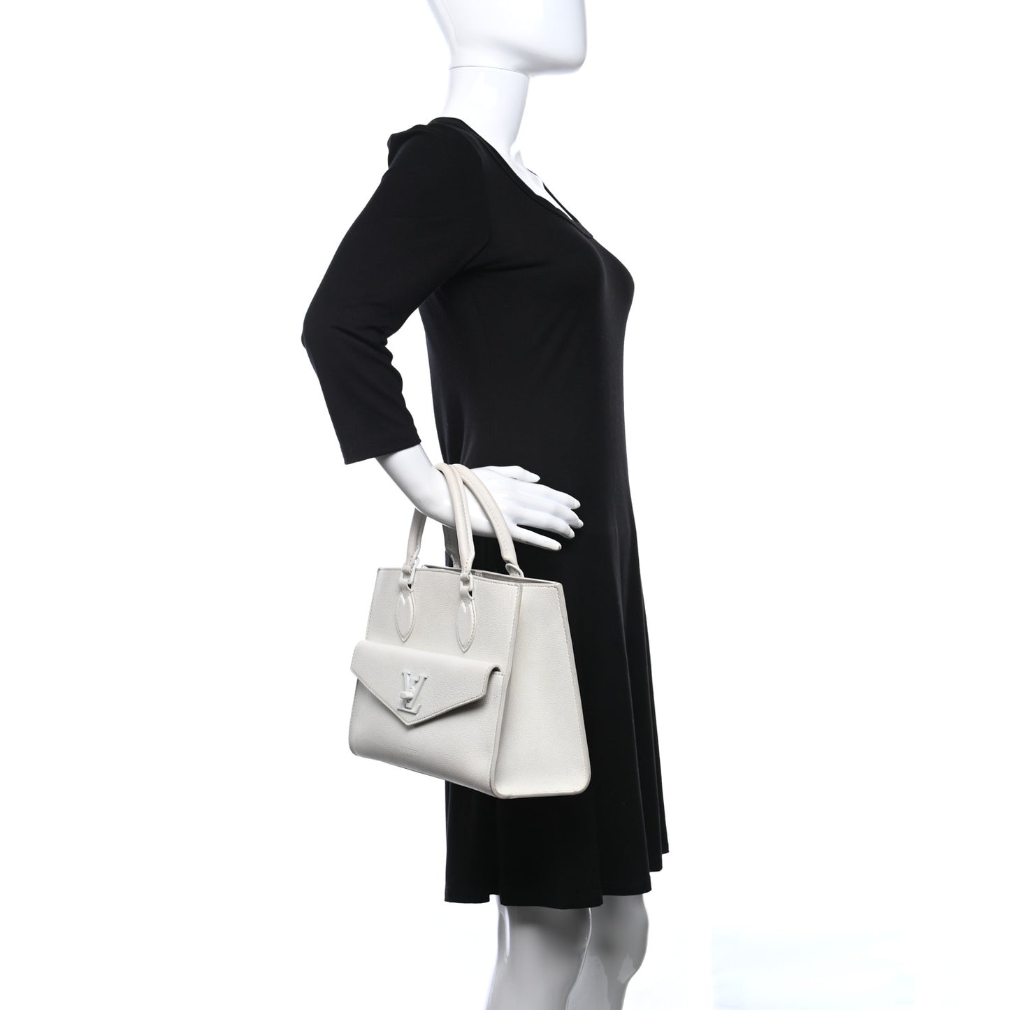 Soft Calfskin Lockme Tote PM White