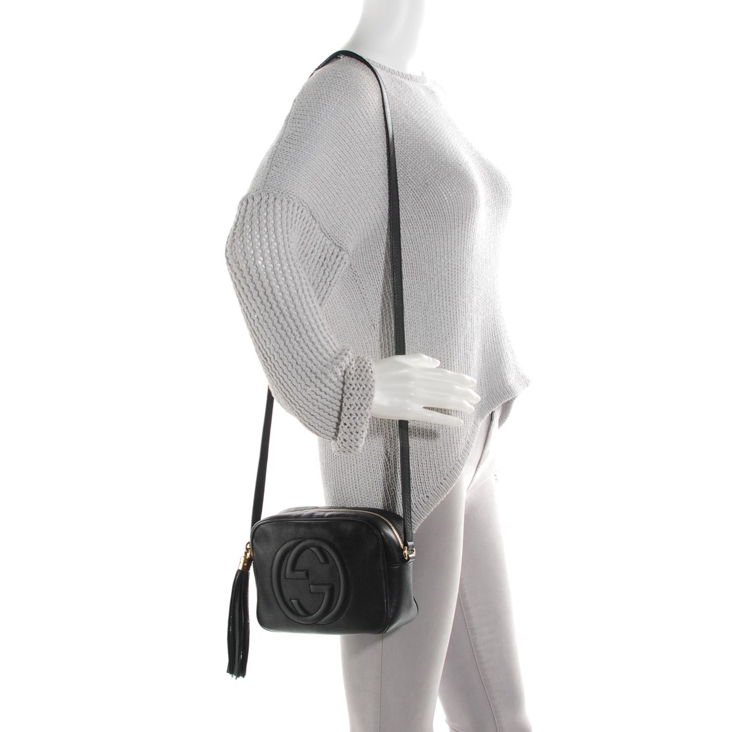 Pebbled Calfskin Small Soho Disco Bag Black