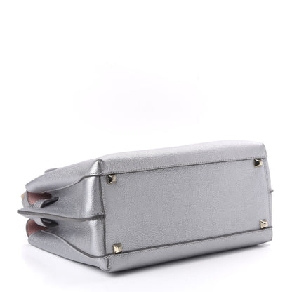 MCM Metallic Grained Calfskin Medium Milla Tote Spike Silver 4 of 10