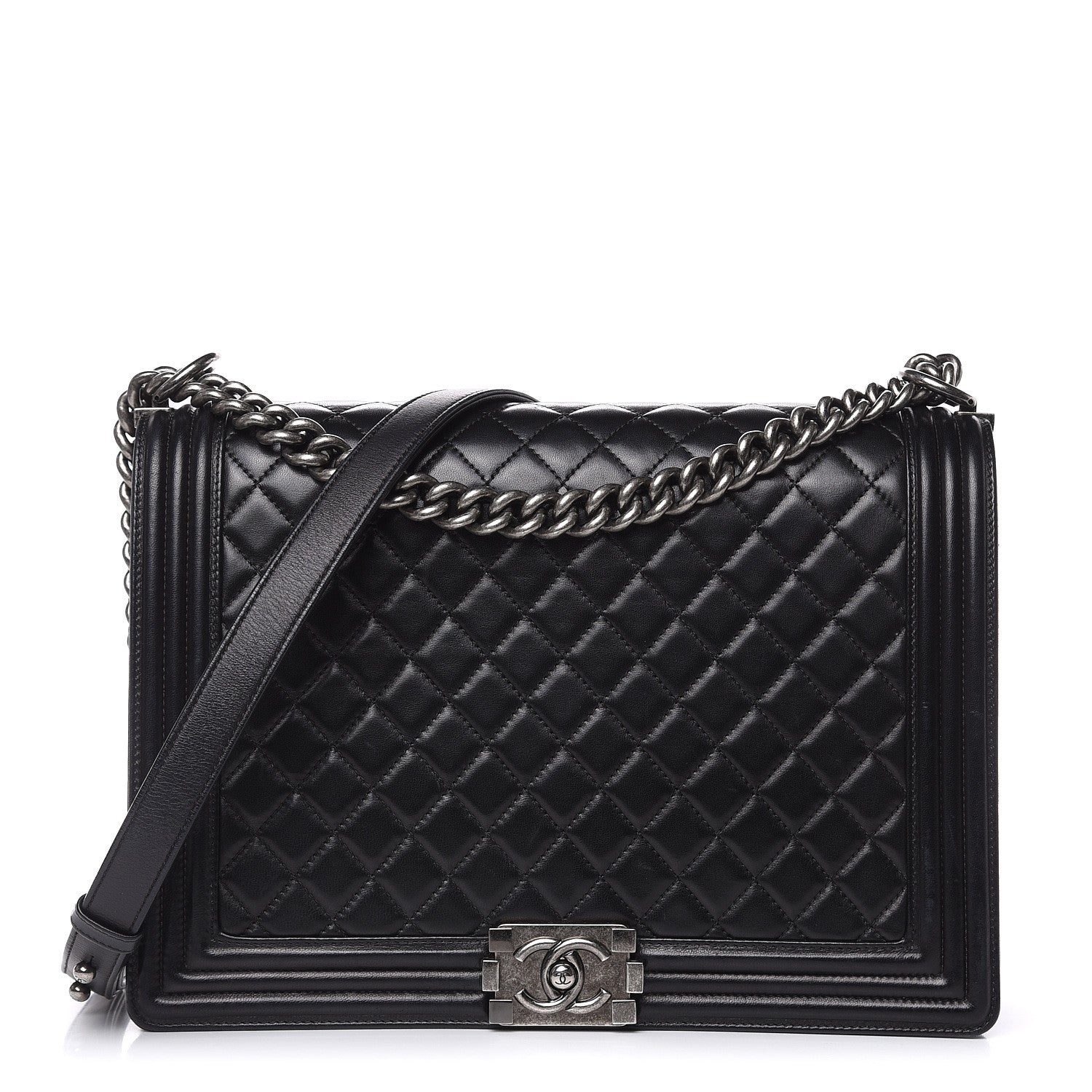 Chanel Lambskin Quilted Large Boy Flap Black 1 of 15