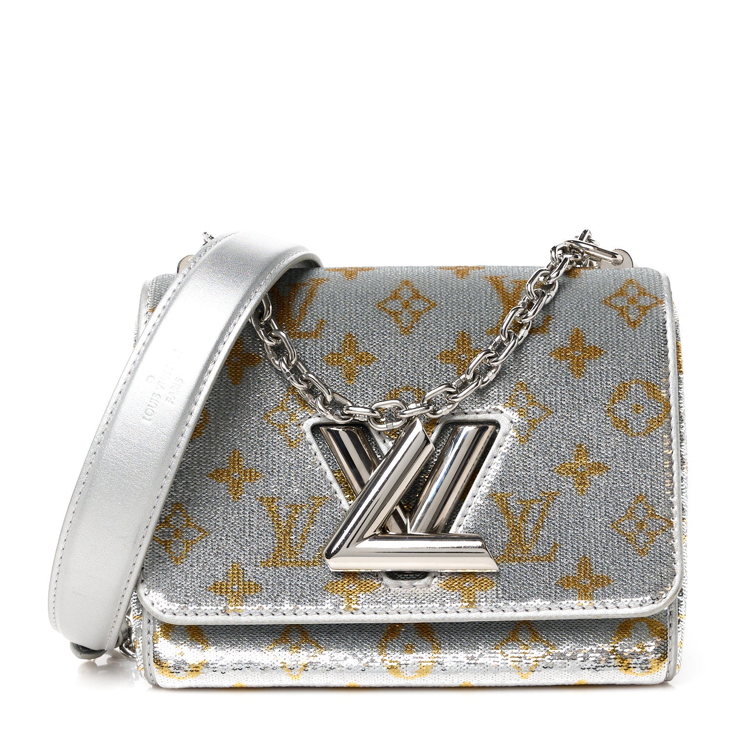 Louis Vuitton Sequins Monogram Twist Shoulder Bag PM Gold Silver