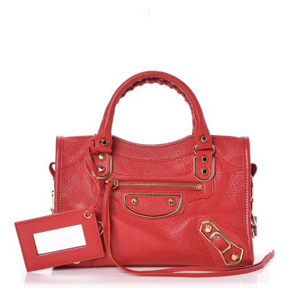 Balenciaga Chevre Gold Metallic Edge Hardware Mini City Rouge Grenade 1 of 8