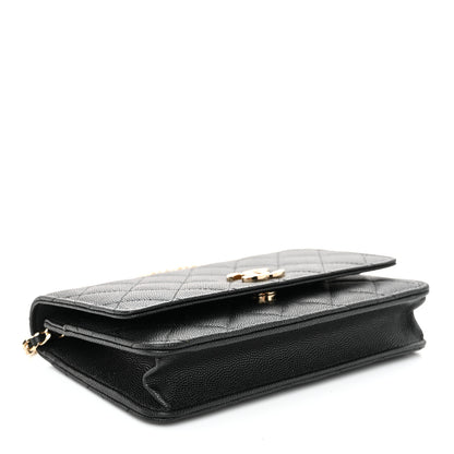 Chanel Caviar Quilted Striated CC Wallet On Chain WOC Black 4 of 11
