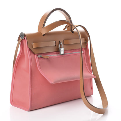 Hermes Vache Hunter Toile Herbag Zip 31 PM Rose Azalee Natural 3 of 8