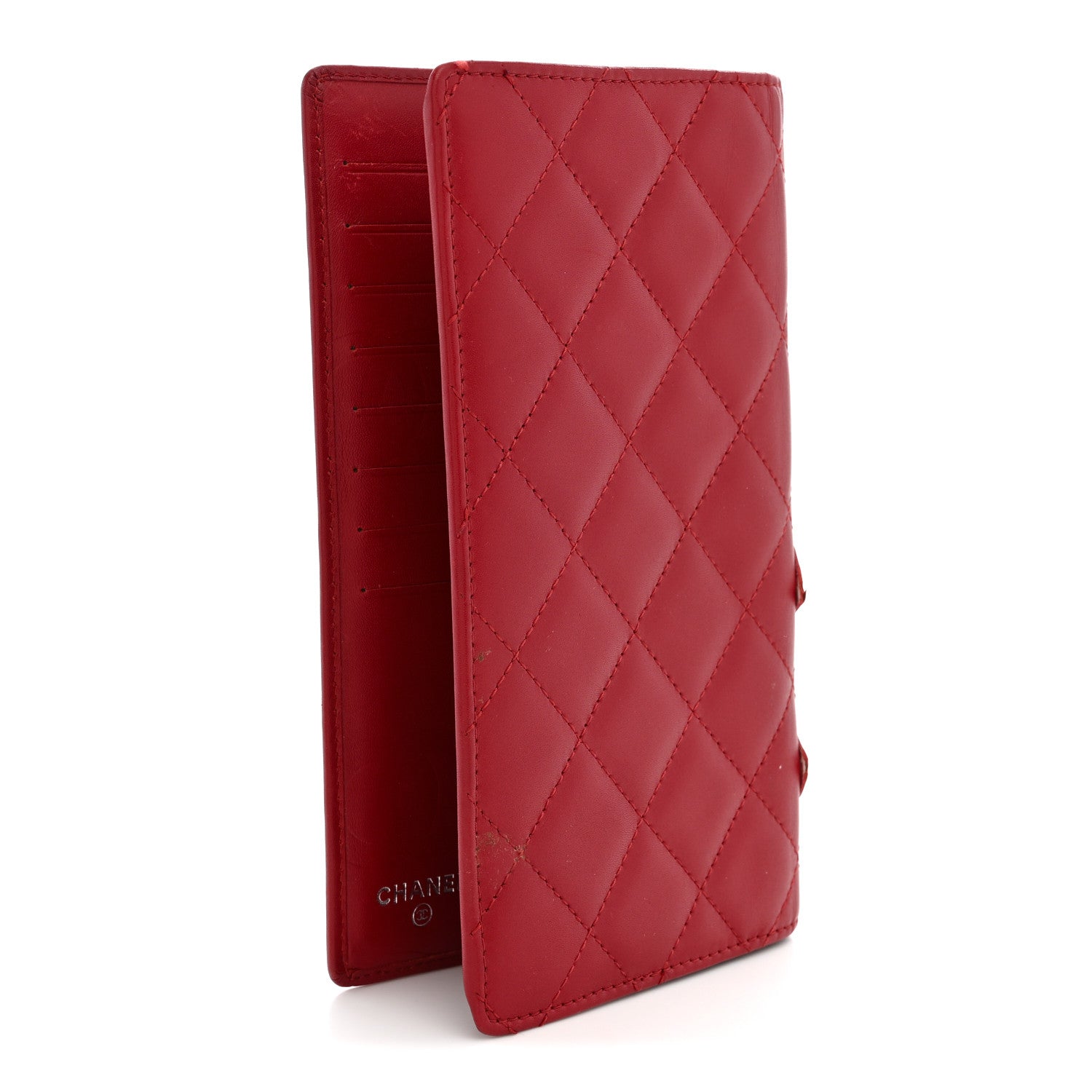 Chanel Calfskin Quilted Cambon Yen Wallet Red 3 of 11