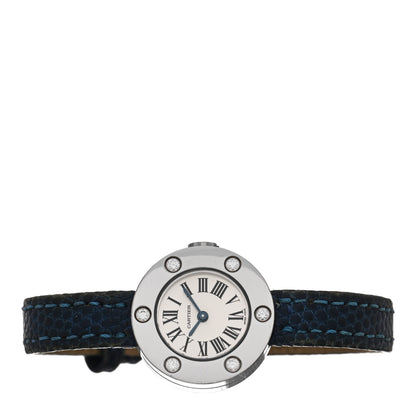 Cartier 18K White Gold Alligator Diamond 23mm Love Quartz Watch Blue 2 of 5