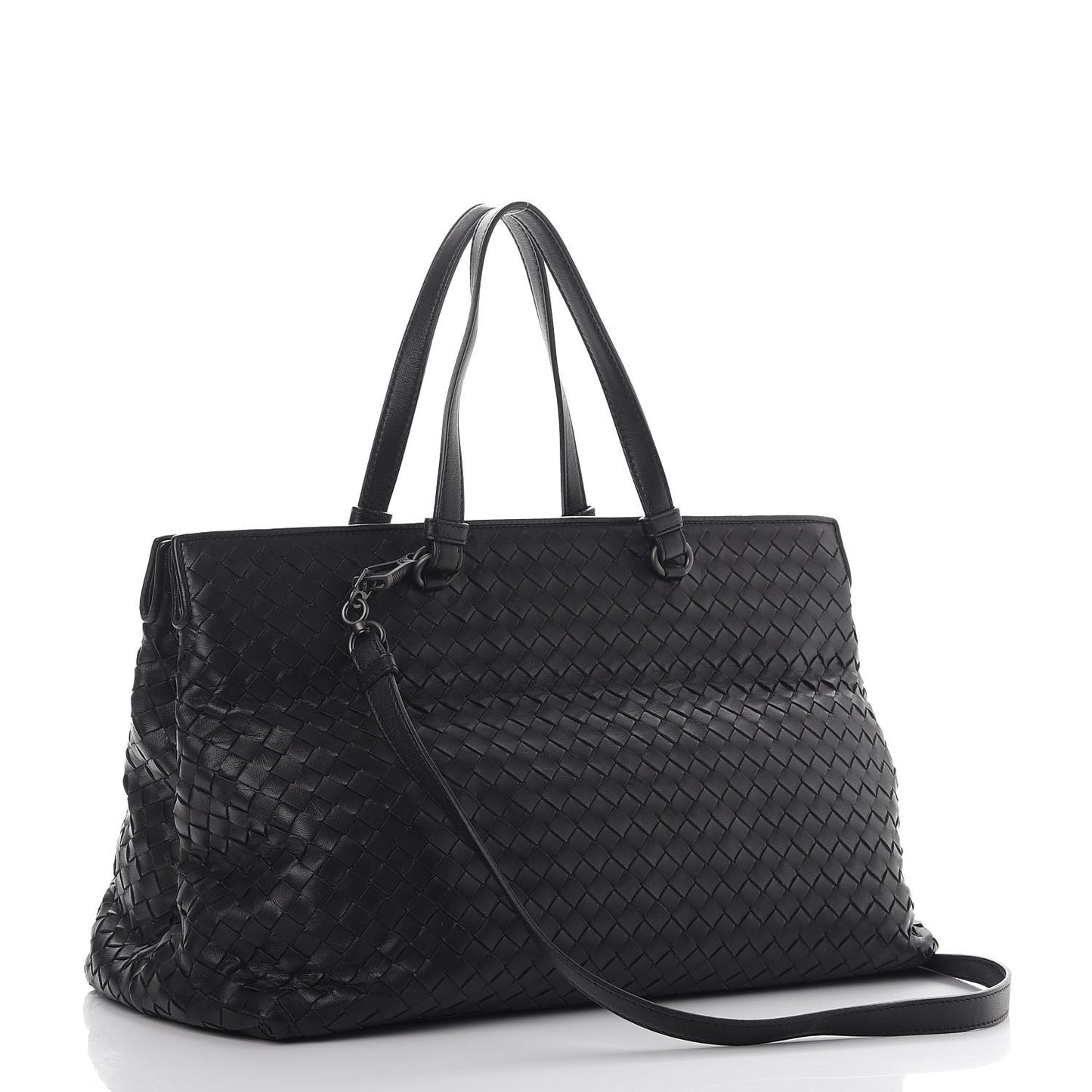Nappa Intrecciato Large Top Handle Tote Black