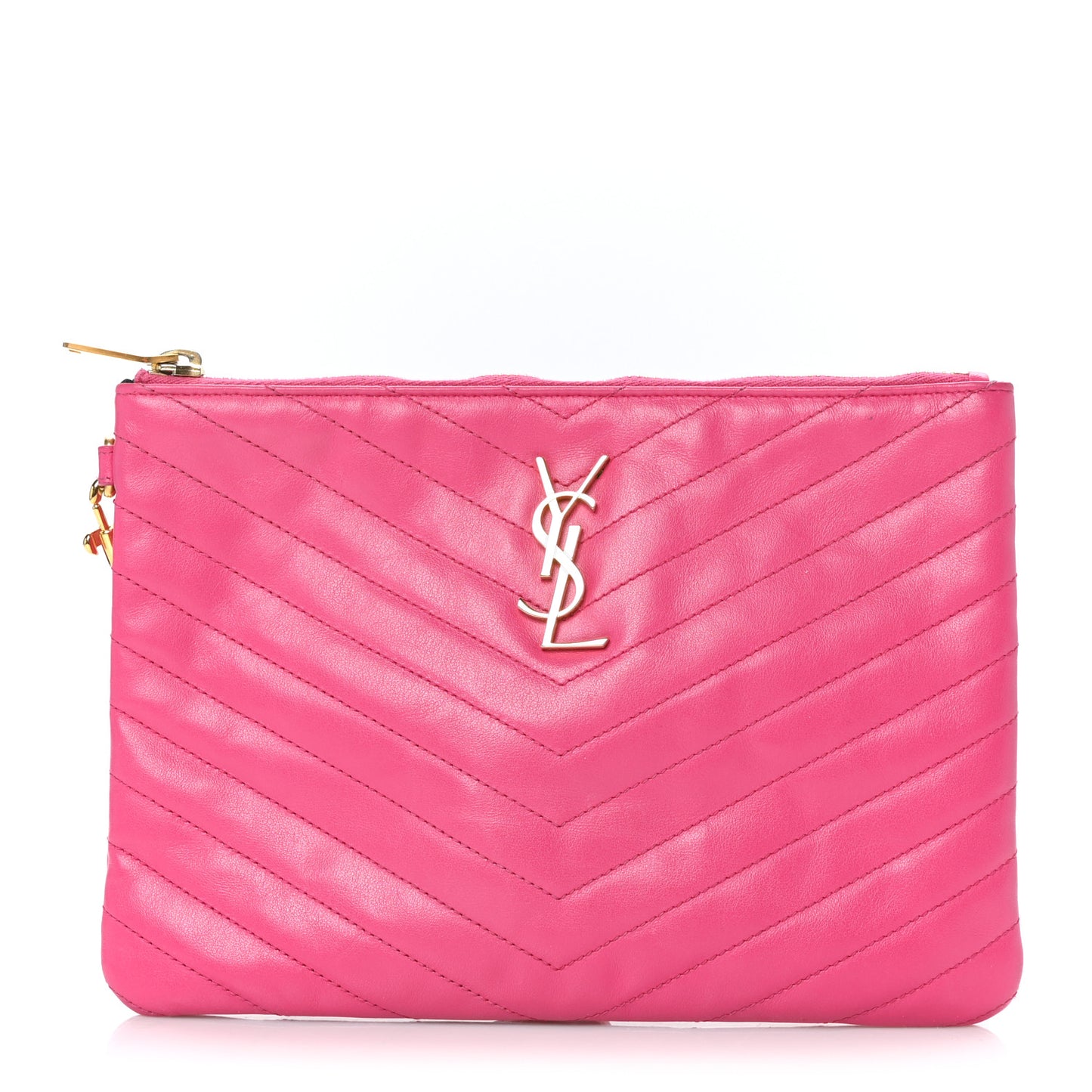 Calfskin Matelasse Chevron Monogram A5 Wristlet Bubblegum