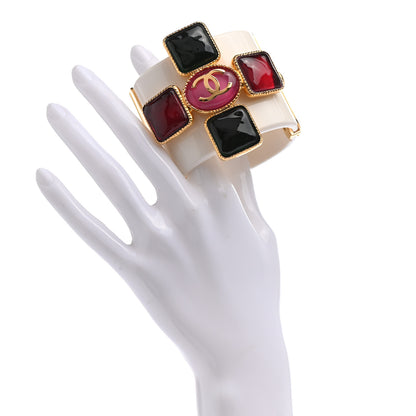 Chanel Resin Enamel CC Cabochon Cuff White Multicolor 2 of 4