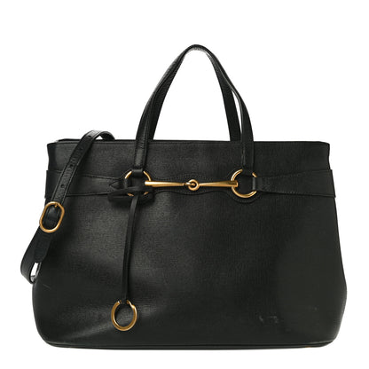 Gucci Textured Calfskin Medium Bright Bit Tote Black 1 of 15