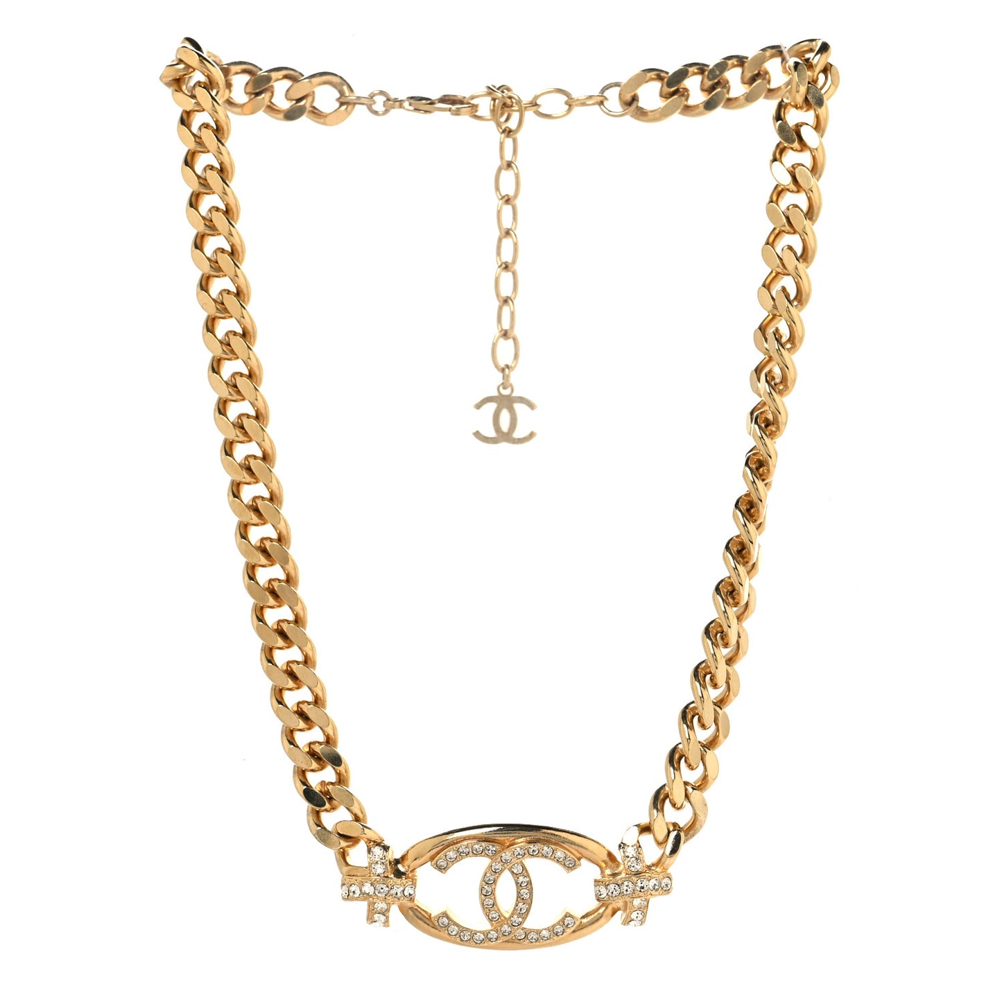 Crystal CC Oval Choker Necklace Gold