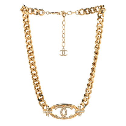 Chanel Crystal CC Oval Choker Necklace Gold 3 of 4