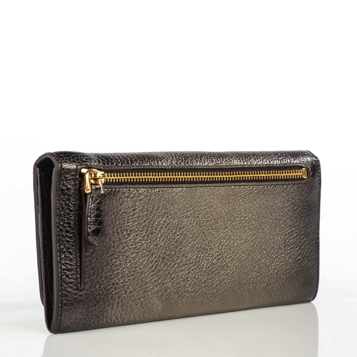 Prada Vitello Daino Antik Continental Flap Wallet Piombo 3 of 8