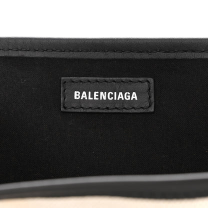 Balenciaga Cotton Canvas Calfskin Navy Cabas XS Natural Black 7 of 12