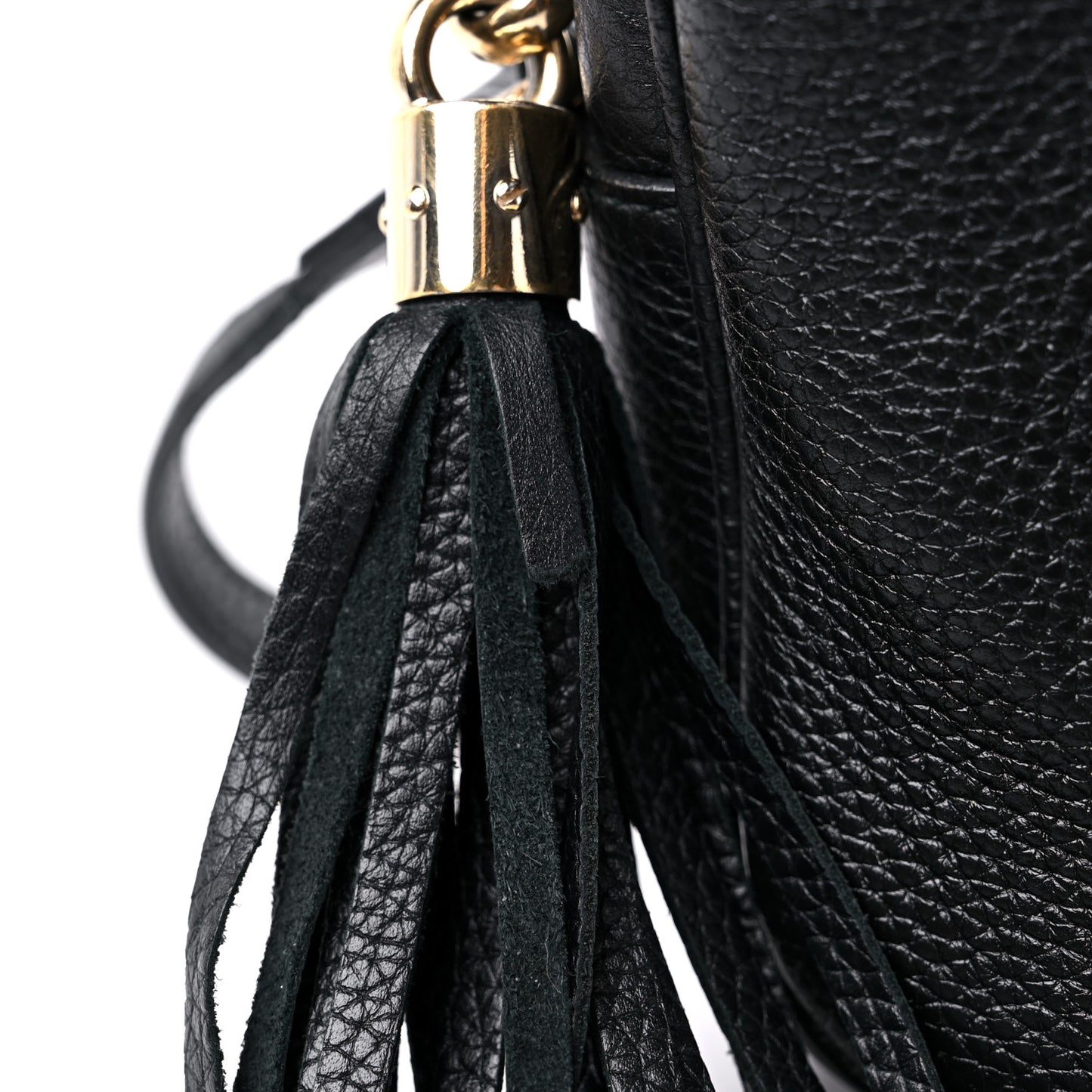 Pebbled Calfskin Small Soho Disco Bag Black