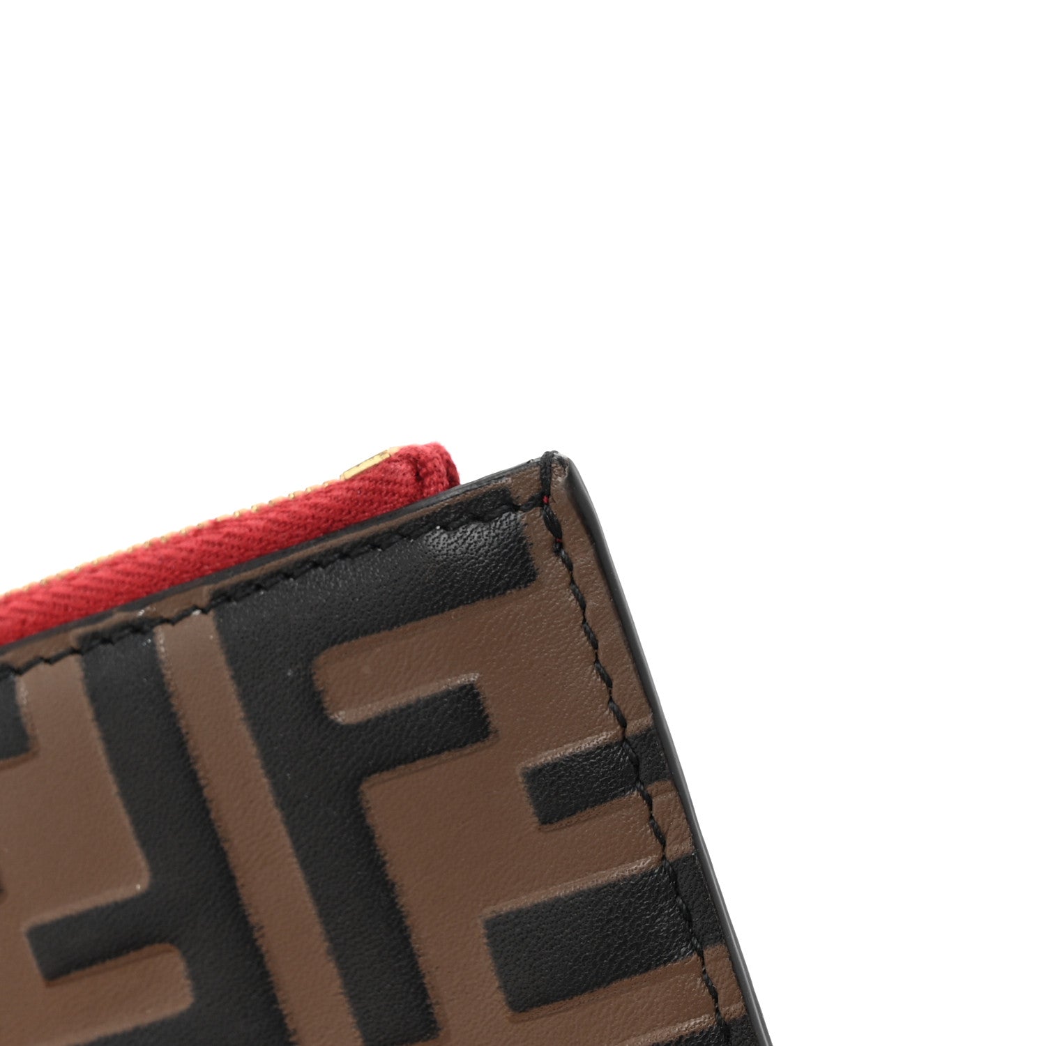 Fendi Vitello Cruise F is Fendi Bi-Color FF 1974 Embossed Key Case Pouch Maya Black Fragola 10 of 11
