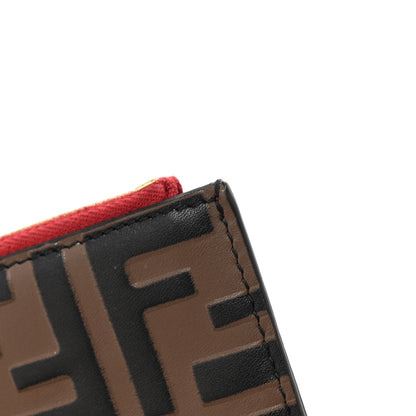 Fendi Vitello Cruise F is Fendi Bi-Color FF 1974 Embossed Key Case Pouch Maya Black Fragola 10 of 11