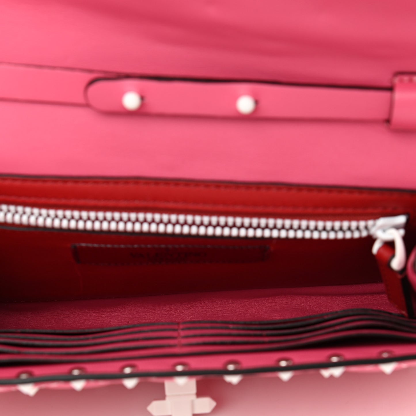 Lambskin Free Rockstud Spike Wallet On Chain Shadow Pink