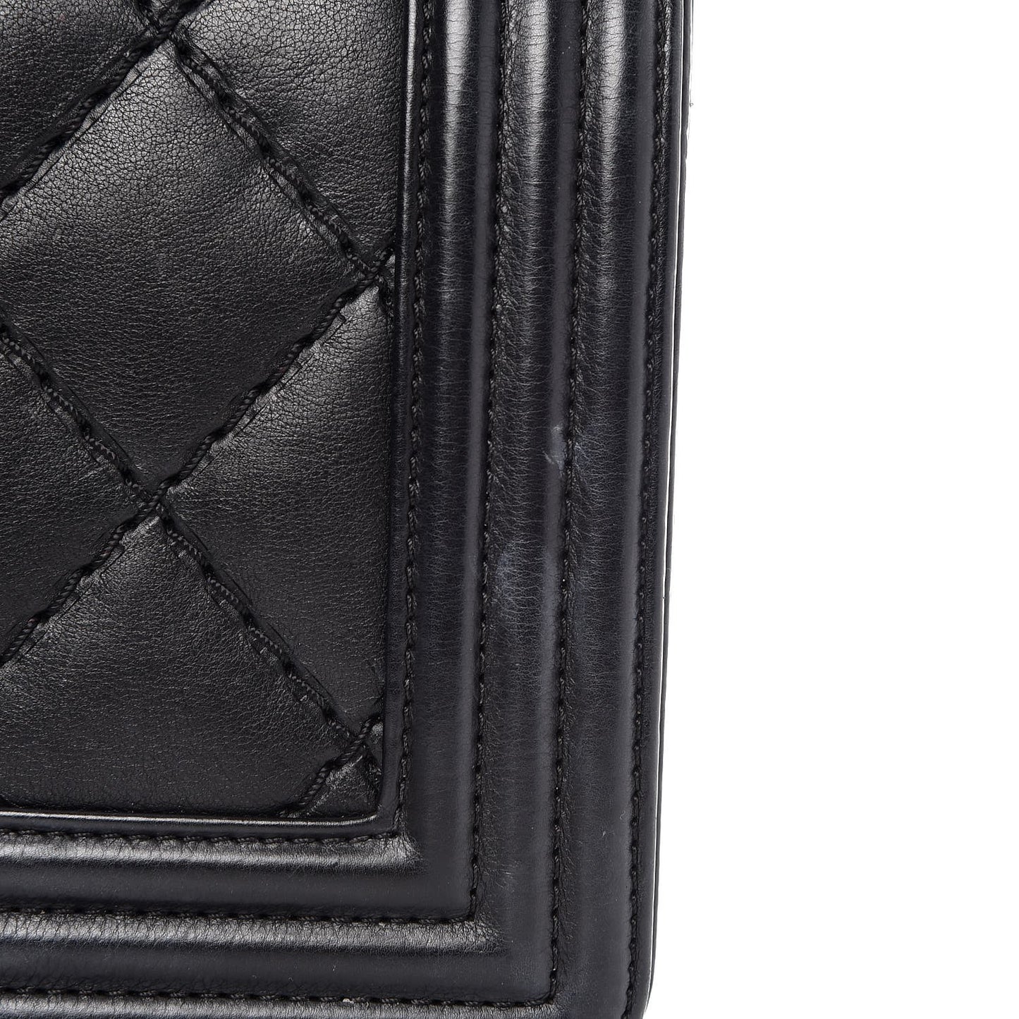 Calfskin Double Stitch Medium Boy Flap Black