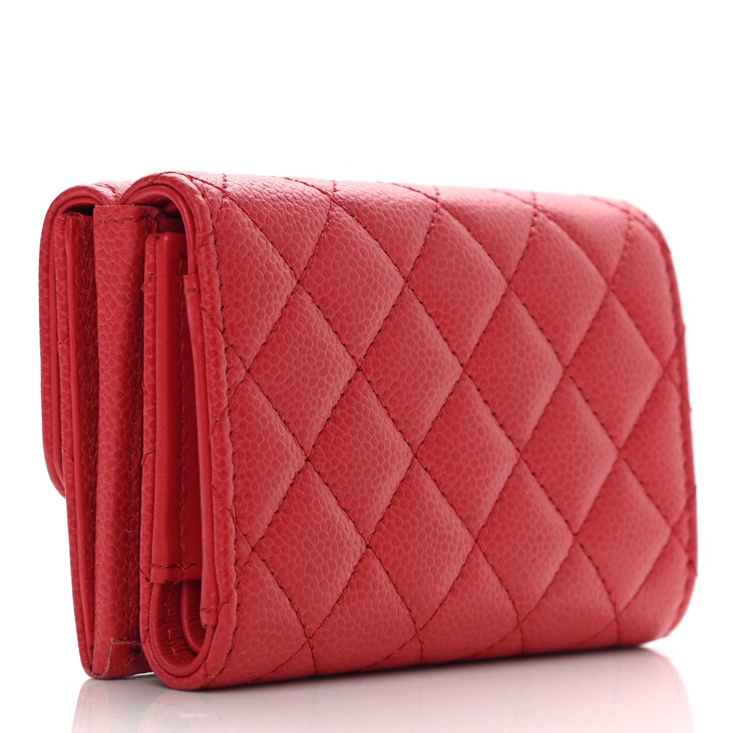 Caviar Quilted Small Boy Flap Wallet Red