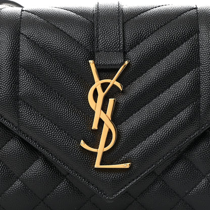 Saint Laurent Grain De Poudre Textured Mixed Matelasse Triquilt Small Monogram Satchel Black 8 of 13