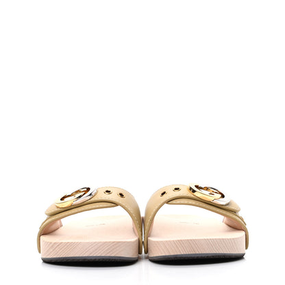 Gucci Calfskin Interlocking G Slide Sandals 35 Diagonal Beige 2 of 8