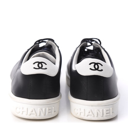 Chanel Calfskin CC Womens Sneakers 37.5 Black 4 of 9