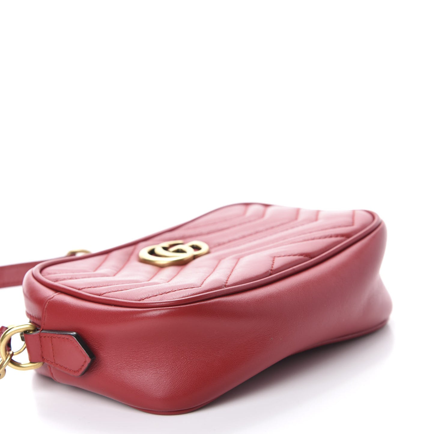 Calfskin Matelasse Mini GG Marmont Chain Shoulder Bag Hibiscus Red