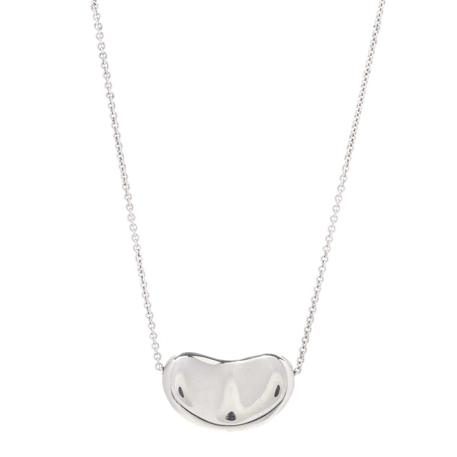 Tiffany Sterling Silver 20mm Elsa Peretti Bean Pendant Necklace 1 of 6