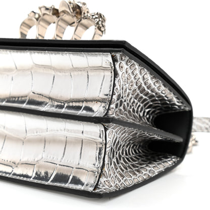 Alexander McQueen Metallic Crocodile Embossed Jeweled Satchel Silver 7 of 7