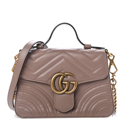 Gucci Calfskin Matelasse Mini GG Marmont Top Handle Shoulder Bag Porcelain Rose 1 of 4