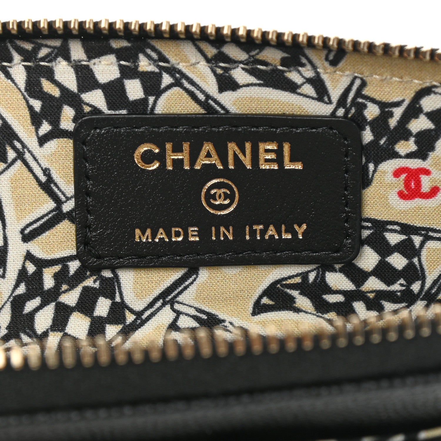 Chanel Caviar Metal Quilted Striated Zip Card Holder Wallet Black 6 of 8