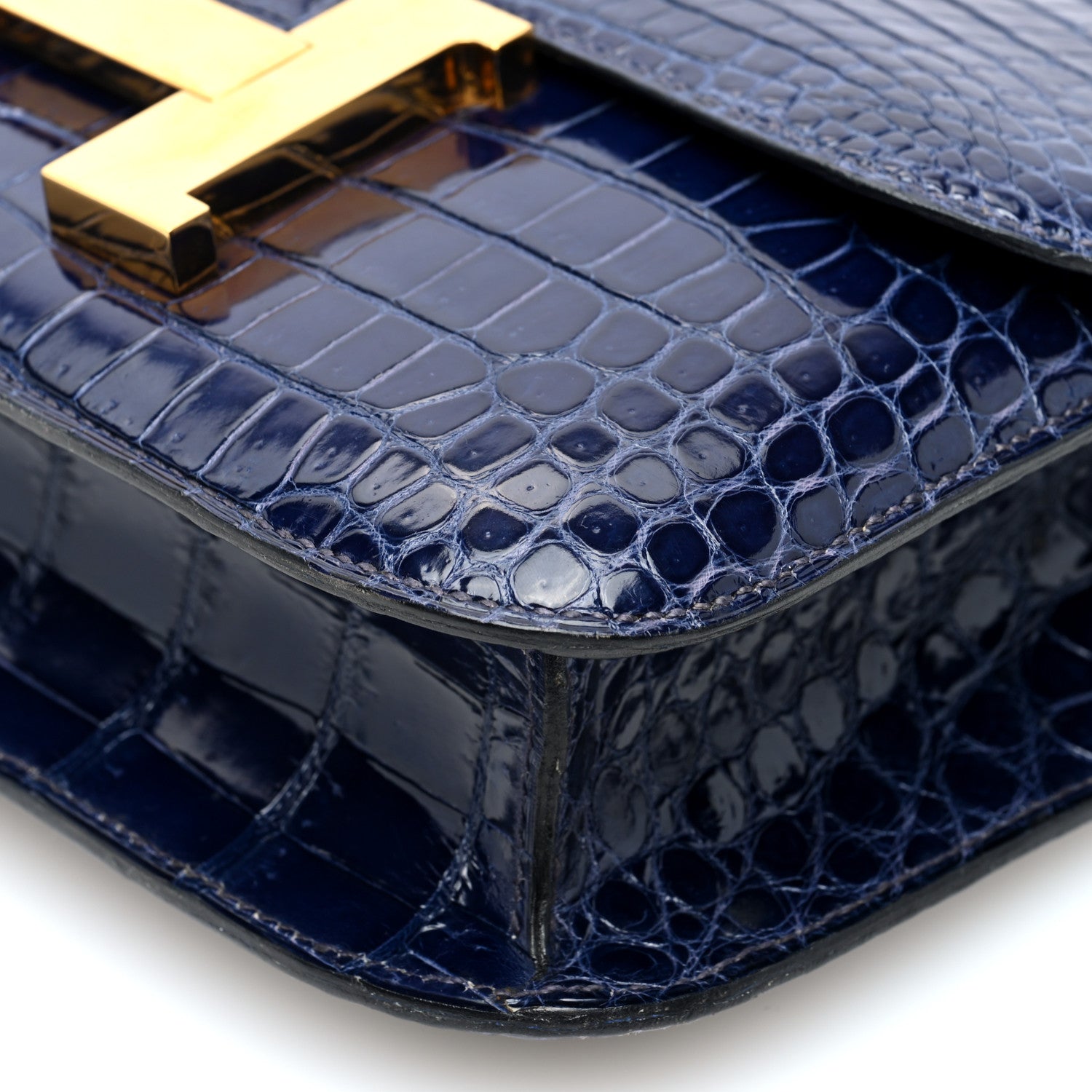 Hermes Shiny Porosus Crocodile Constance 23 Bleu Saphir 9 of 9