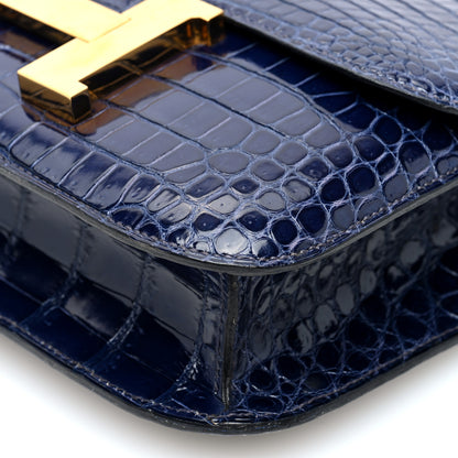 Hermes Shiny Porosus Crocodile Constance 23 Bleu Saphir 9 of 9