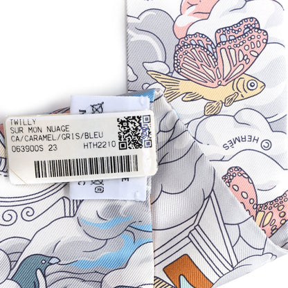 Hermes Silk Sur Mon Nuage Twilly Caramel Gris Bleu 3 of 3