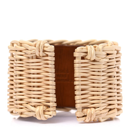 Hermes Wicker Barenia Medor Picnic Cuff Bracelet T2 Fauve 3 of 5