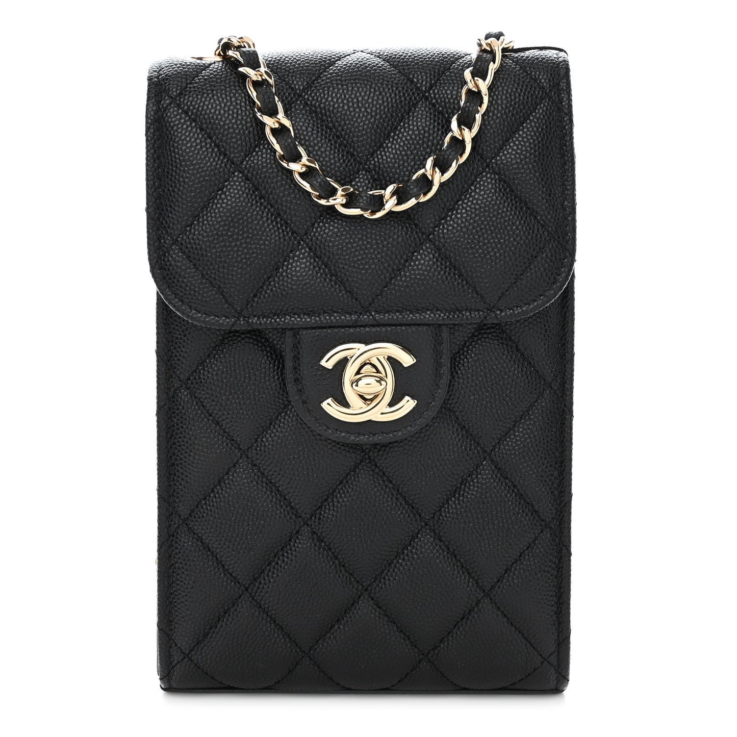 Caviar Quilted Classic Phone Holder Black
