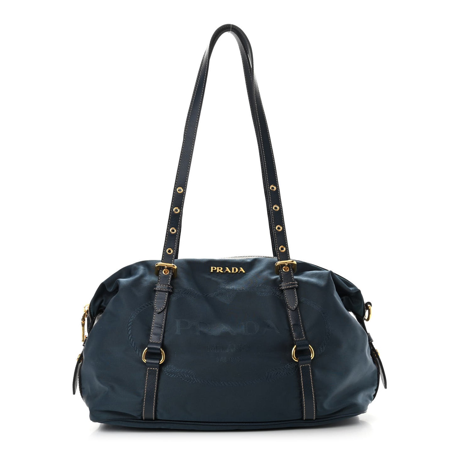 Tessuto Nylon Jacquard Logo Shoulder Bag Denim
