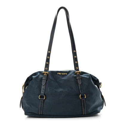 Prada Tessuto Nylon Jacquard Logo Shoulder Bag Denim 1 of 13