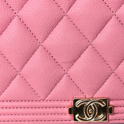 Chanel Caviar Quilted Boy Wallet On Chain WOC Pink 18 of 19