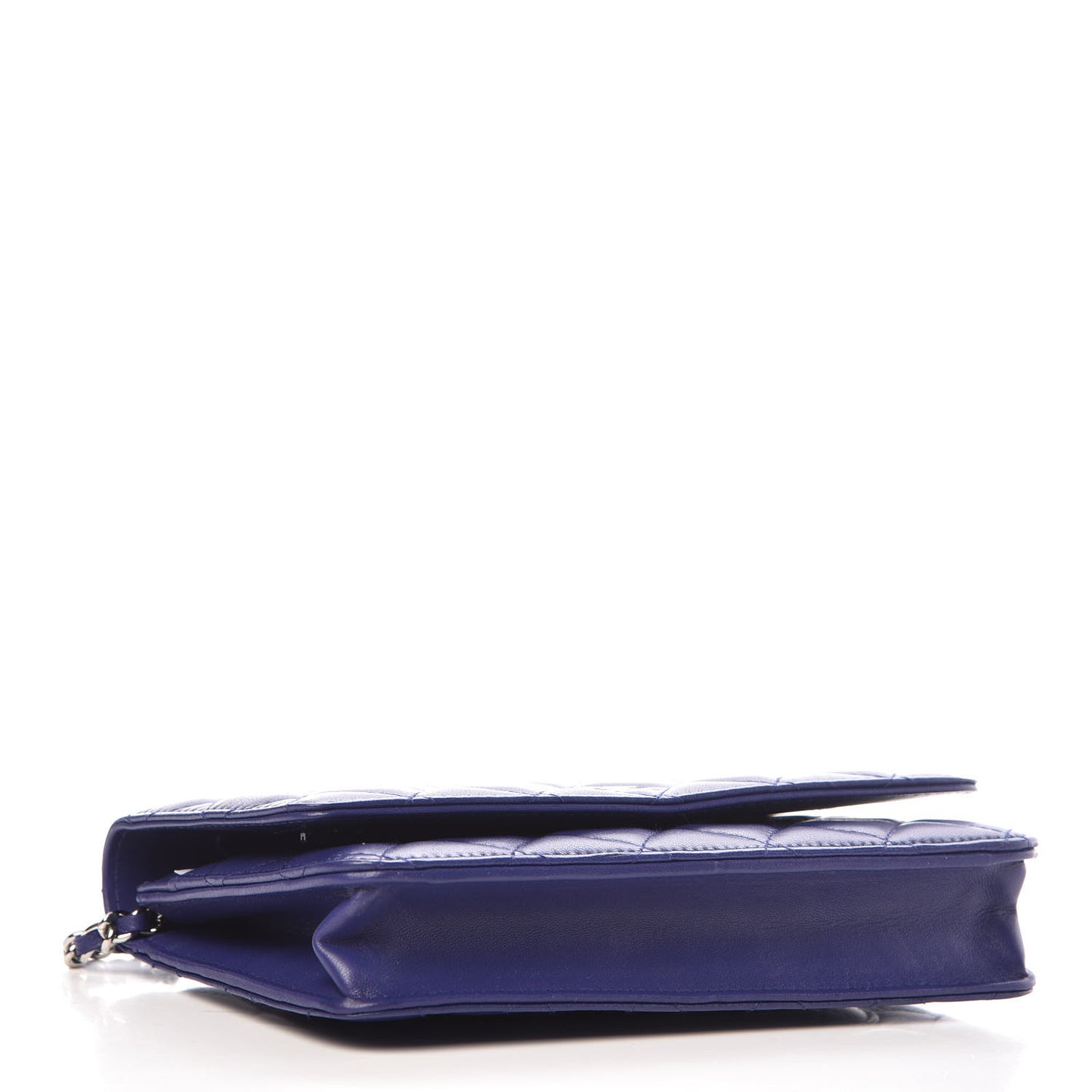 Lambskin Quilted Wallet On Chain WOC Dark Blue