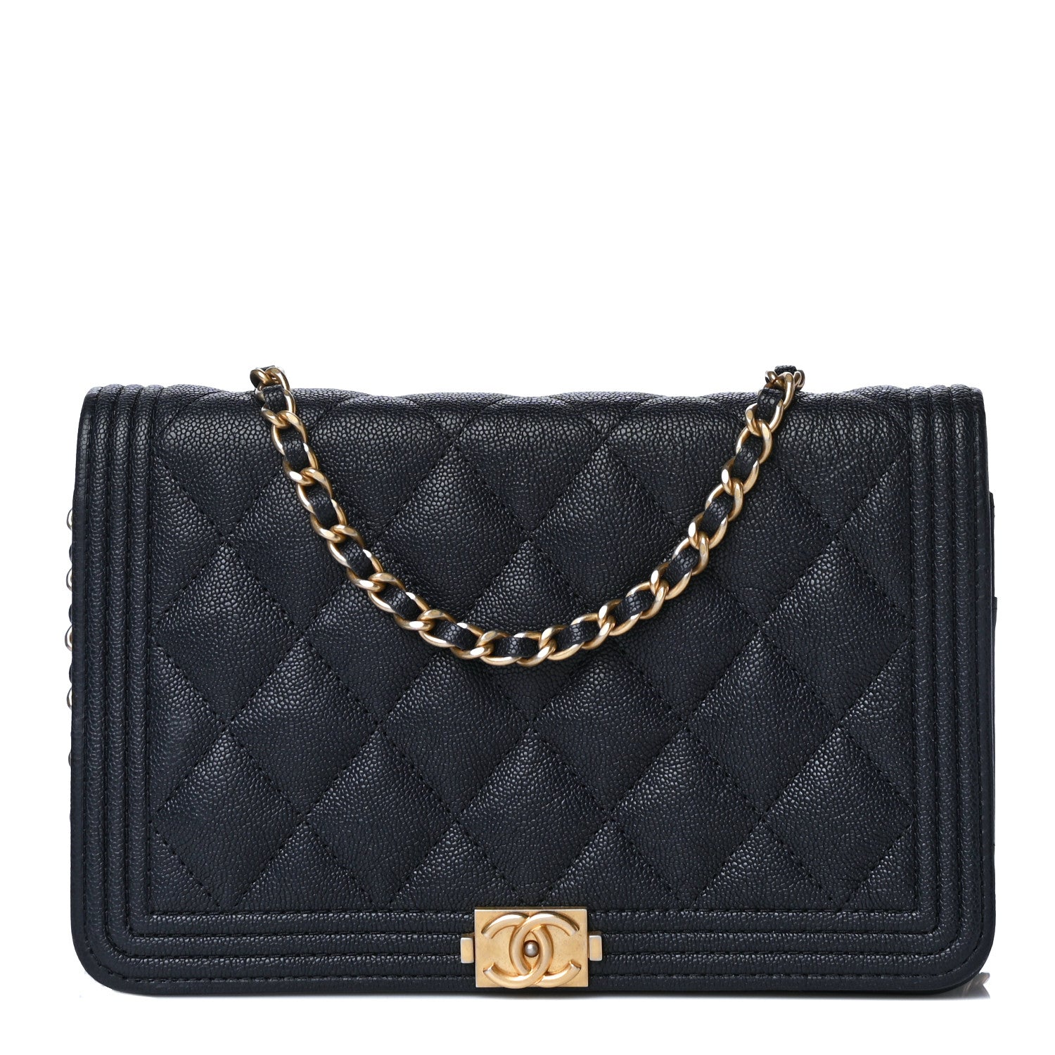 Chanel Caviar Quilted Boy Wallet On Chain WOC Navy 1 of 18