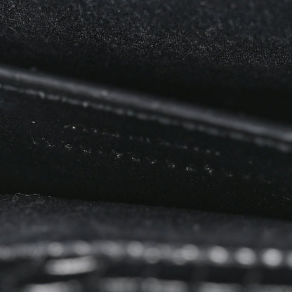 Saint Laurent Shiny Calfskin Crocodile Embossed Small Manhattan Baguette Black 7 of 10
