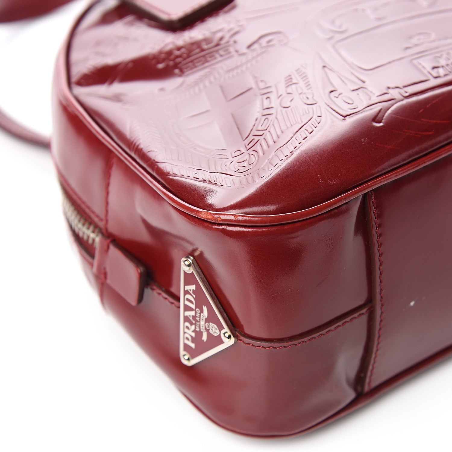Prada Spazzolato Print Bowling Bag Rosso 10 of 13