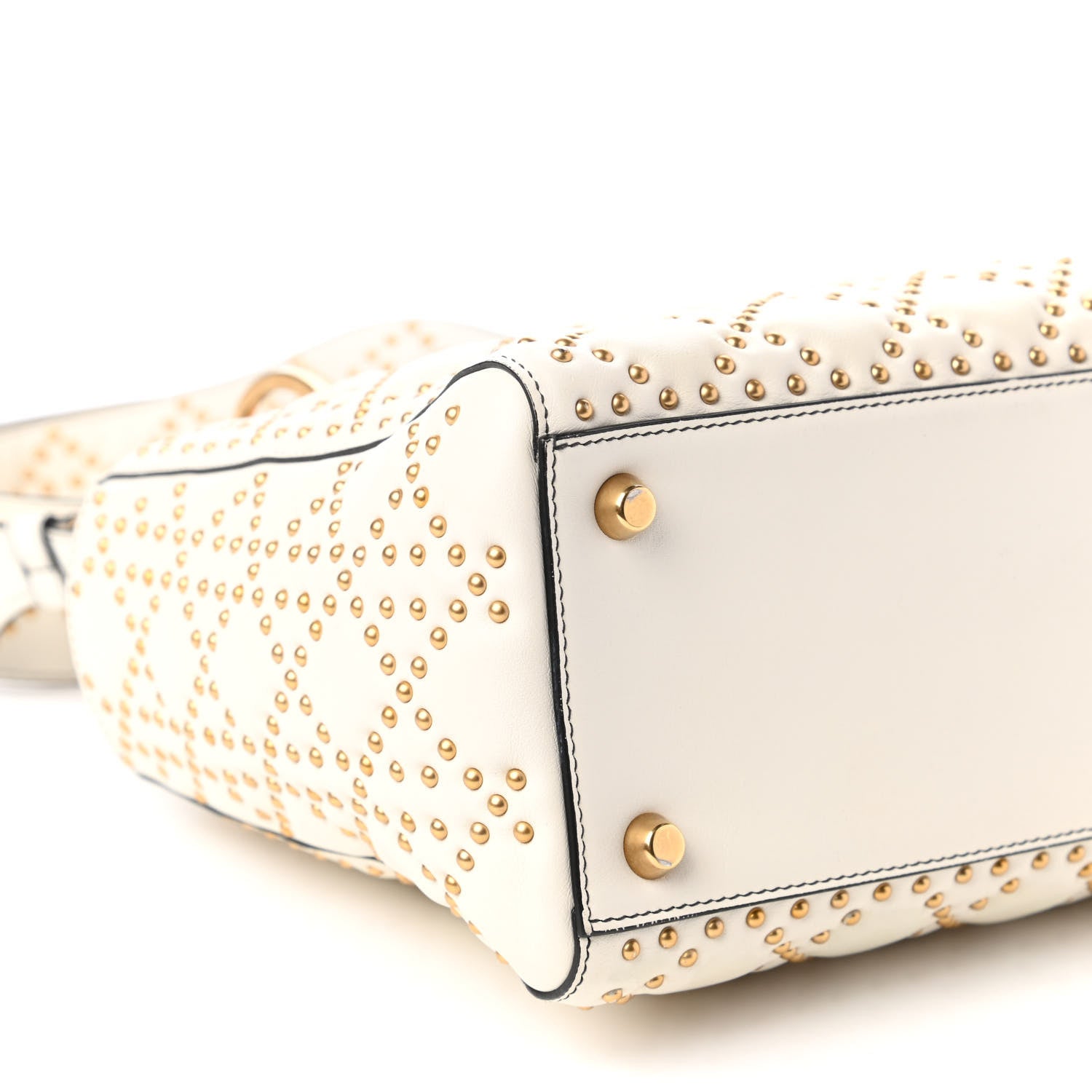 Christian Dior Calfskin Cannage Studded Medium Supple Lady Dior White 6 of 13