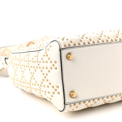 Christian Dior Calfskin Cannage Studded Medium Supple Lady Dior White 6 of 13