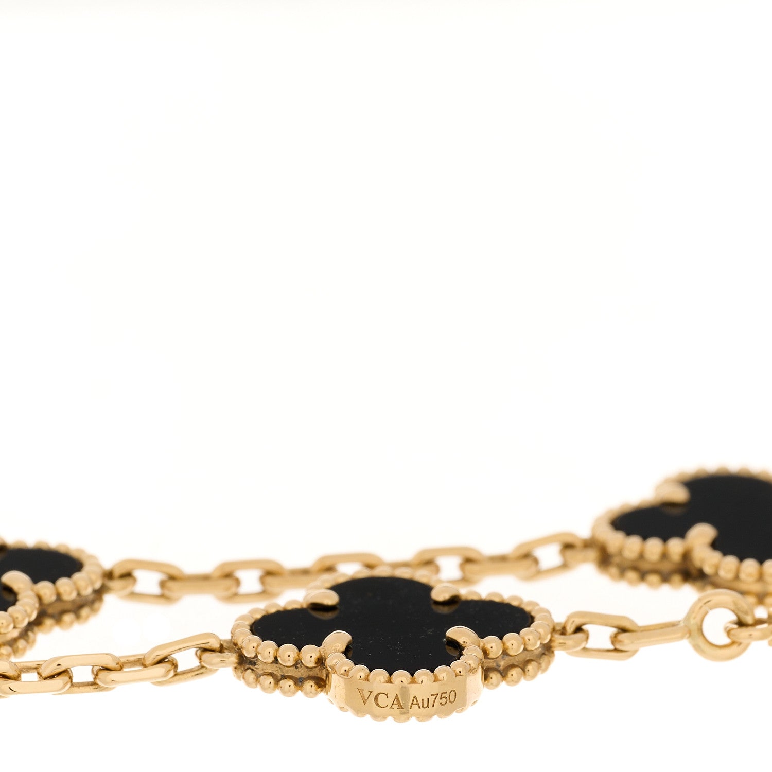 Van Cleef & Arpels 18K Yellow Gold Black Onyx 5 Motifs Vintage Alhambra Bracelet 3 of 4