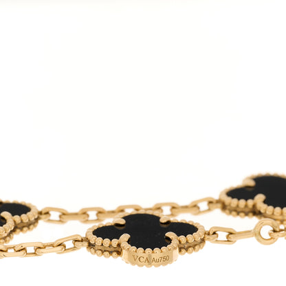 Van Cleef & Arpels 18K Yellow Gold Black Onyx 5 Motifs Vintage Alhambra Bracelet 3 of 4