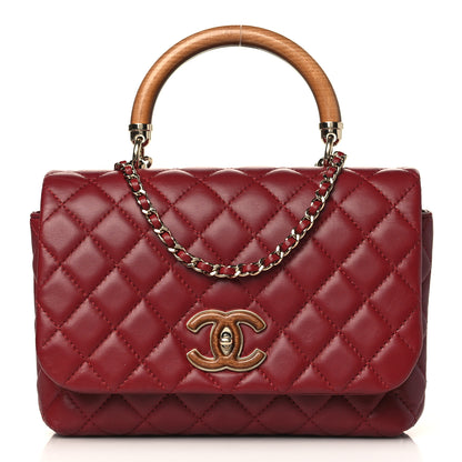 Chanel Lambskin Quilted Wood Coco Handle Flap Red 1 of 9