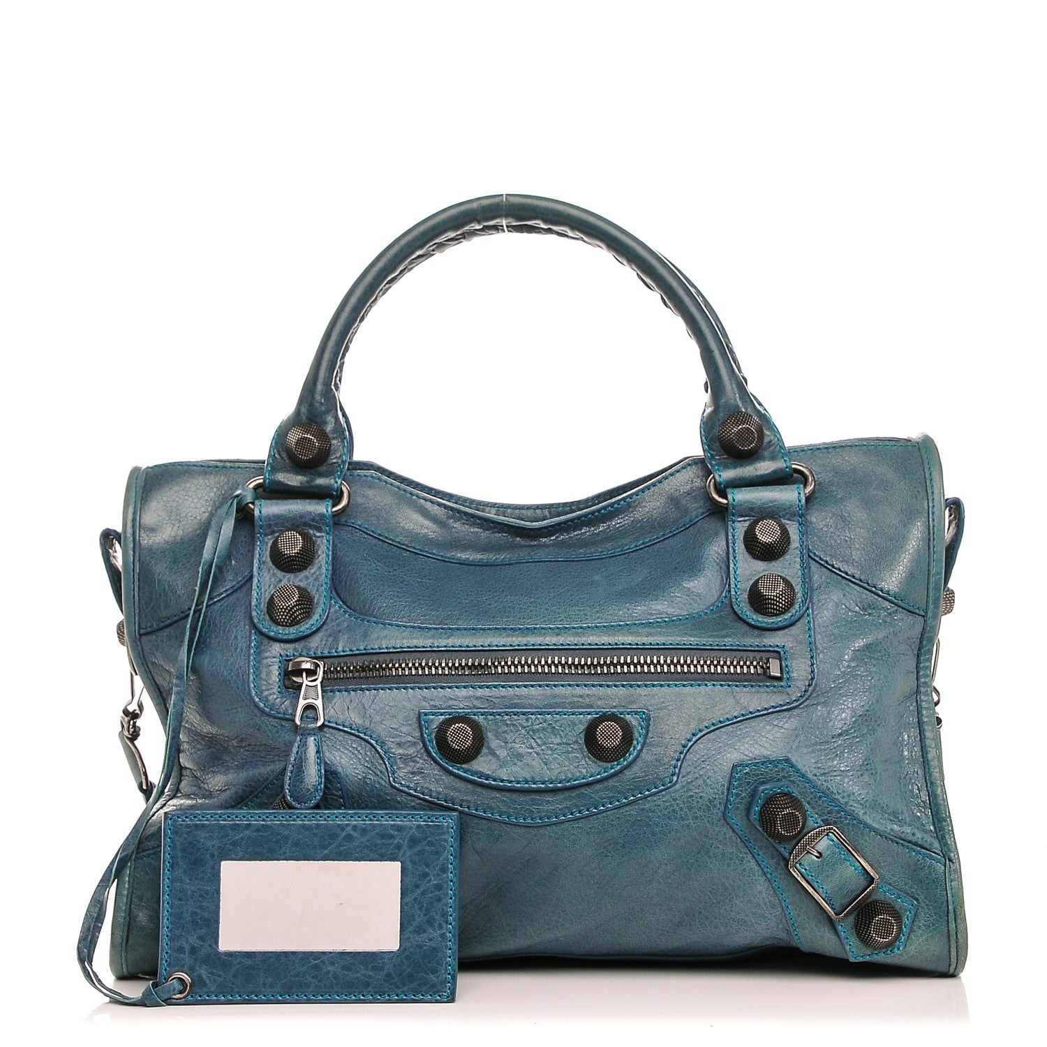Balenciaga Chevre Giant 21 Gunmetal Hardware City Neiman Marcus LE Bleu 1 of 7